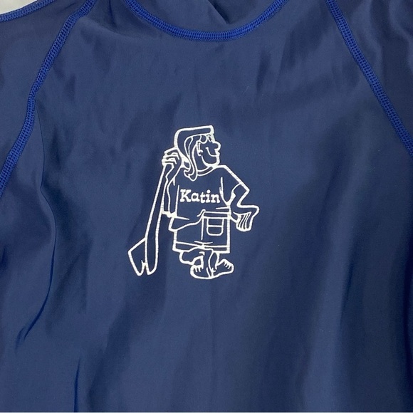 Katin USA Surf Boys Youth Rash Guard Size Large Blue White Short Sleeve USA Made - Picture 4 of 9